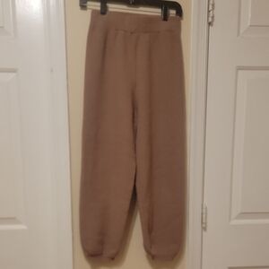 Sincerely Jules Women's Taupe Ribbed Jogger Sweatpants